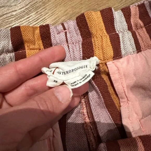 Anthropologie Paper Bag High Waisted Stripe Shorts with Removable Belt - Picture 6 of 6